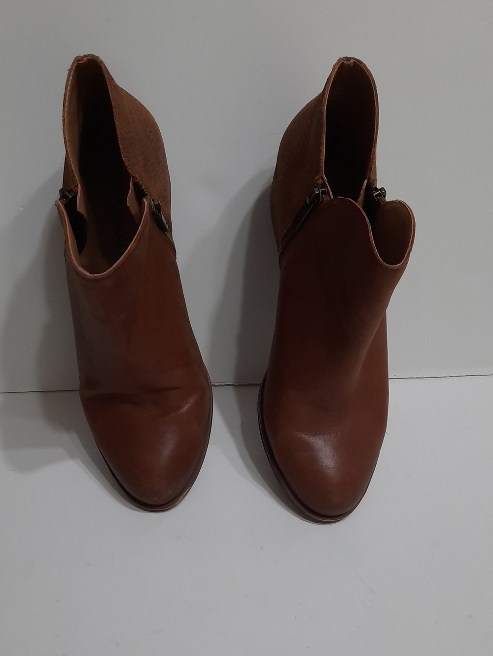 Lucky Brand Brown Leather Ankle Booties with Side Zip